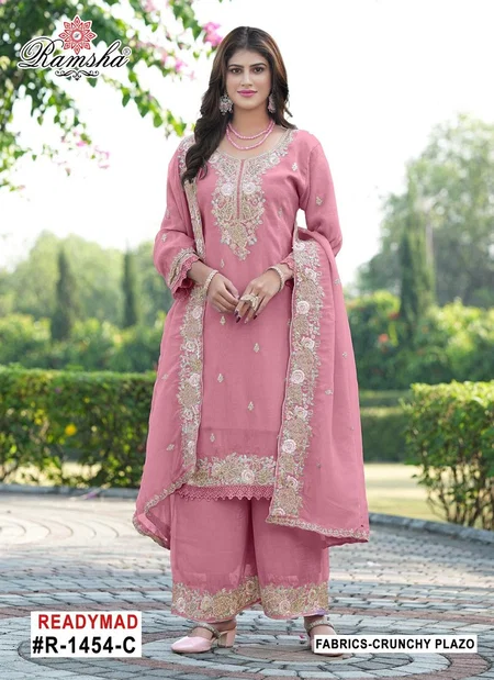 Ramsha R 1454 Crunchy Embroidery Top With Bottom Dupatta Exporters In India